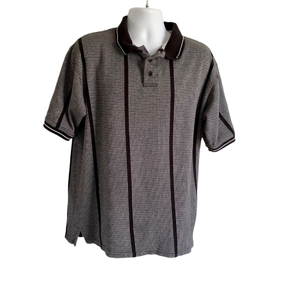 Russell Athletic Grey and Black Polo Shirt Mens Large
